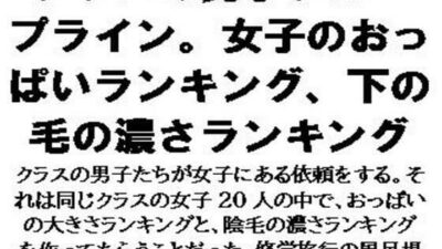 クラスの男子グループライン。女子のおっぱいランキング、下の毛の濃さランキング もうたまらんw