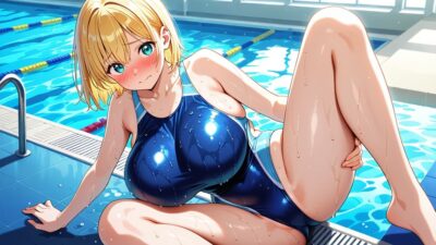 巨乳金髪紫髪水泳美少女が顧問と濡れたプールで種付け交尾【4K】 今夜のオカズに！！