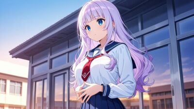 白髪紫髪の爆乳水泳部が顧問教師と白スク水で中出し交尾【4K】 もうたまらんｗ