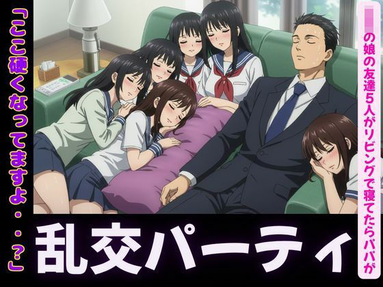 JKの娘の友達5人がリビングで寝てたらパパの肉棒を触ってきて・・・エッチな乱交パーティに こんなの射精不可避ｗ