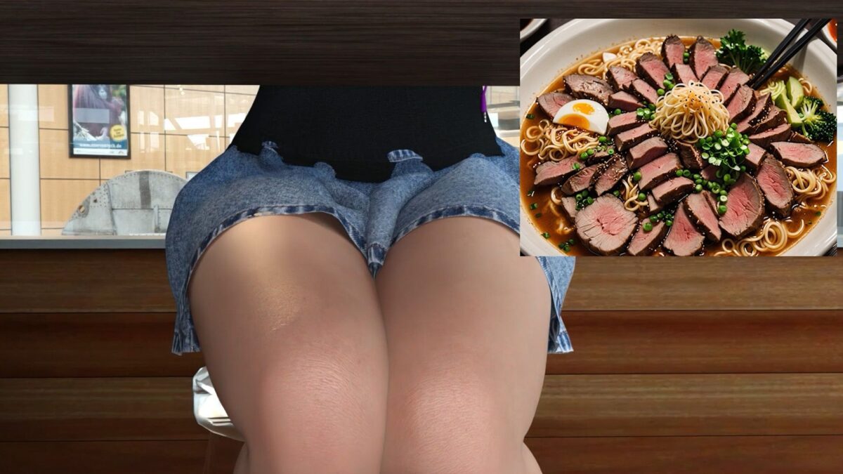 【▲All】バーチャルアイドル一ノ瀬廻里・日本全国マニアックラーメン巡り！（『爆盛っ！ローストビーフラーメン！？』PV01:黒にピンクのハート柄パンティ） 今夜のオカズに！！