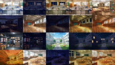 学校背景パック80/23枚【TRPG背景素材/CoC/ゲーム素材背景イラスト】【昼夕夜差分】 もうたまらんｗ