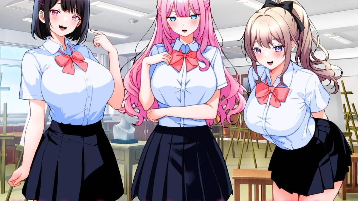 巨乳美術部員3人と中出しハーレム性交しまくる話。 もうたまらんｗ