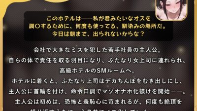 ふたなり上司のメス堕ち教育〜デカちんぽの性欲を高級SMホテルでぶつけられ女にされちゃう音声〜【ドM向け/KU100】 エロすぎるやろ…