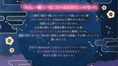【寝取りだけど超純愛】三千世界のカラスを殺し、キミと朝までエッチがしたい 〜ネトゲ友の人妻と一泊二日、貸し切り混浴旅〜【KU100】 究極のプレイｗｗｗ