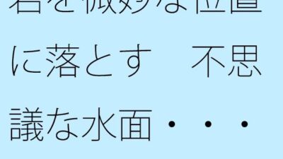 岩を微妙な位置に落とす  不思議な水面・・・・大きな石だけに安心ではあるが 今夜のオカズに！！